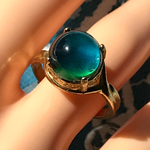 ブルー×ブラック×グリーン 偏光ガラス ring（８～１６号・ゴールドカラー）