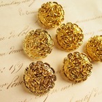■NEW■6個入■ヴィンテージボタン(18mm)　ゴールド ドット　(1388-18) 