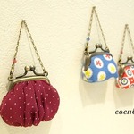 シフォンドットのちびちびがま口（ワインレッド）