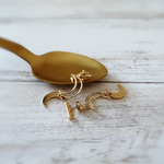 VERMEIL/ 【2WAY】CRESCENT MOON BAR EARRINGS
