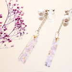 flowerbar swarovski pearl♡　ゆれるピアス/樹脂ノンホールピアス（イヤリング）