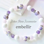 Purple Violet＊花柄ビーズ＊天然石/パワーストーンブレスレット