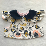 USA cotton flora's oasis rose×navy collar bib