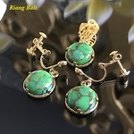 【0182-0182様オーダー】Mohave Turquoise イヤリングとペンダントトップ