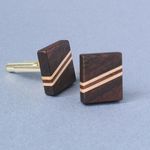 C2（ウォールナット・メープル2本線）　木の自然の色のカフスボタン