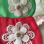 春のティペット🌸 お花キラキラビジューとパールデザイン