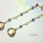 シャンパンクォーツのロングピアス