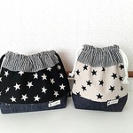 ★yyy様オーダー品★お弁当袋＆コップ袋　星柄ブラック＆星柄ホワイト　❮入園・入学❯