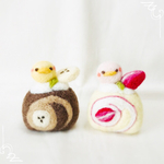 [受注制作]羊毛フェルト ひよこロールケーキ