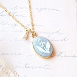 すずらんと淡水パールのネックレス(k14gf)