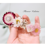 ピンク系押し花とパールのガーリーバレッタ