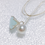 rainbowパールとミルキーアクア silverネックレス