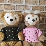 【再販】ペア価格 ダッフィー＆シェリーメイ コスチューム 服 ペアTシャツ  ドット 水玉柄 ハンドメイドコスチューム お洋服 ピンク