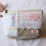 フェアリー ポーチ＊アンティーク＊手刺繍＊リネン＊リバティ＊パッチワーク＊妖精