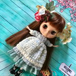 花飾りと水色ワンピセット ブライス アウトフィット 