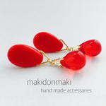  あか×クリアあかピアス/イヤリング
