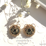 リボンのフラワーレイ ピアス / イヤリング  black