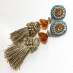 ピアス＊premium＊タッセルピアス＊マカロンブルー×ベージュ