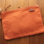 【~3月末限定企画】H1634　帆布のシンプルポーチ　M20　みかん