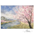 原画『桜色の風』額縁付き