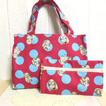 うさぎ×ドット柄 ♡トートバッグ&フラットポーチ