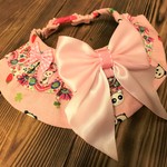 犬・猫　約29～31　cocoちゃん2段フリルチョーカー　パンダ・ピンク・姫・可愛い