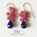 14kgf*ラピスラズリ・ルビー*フックピアス