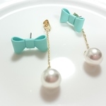 ２way✨リボン&パールピアス。【ピックアップ掲載色ちがい】