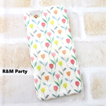 チューリップ柄レジン加工スマホケース/iPhoneSE/iPhone6/iPhone7/iPhone8/iPhoneX