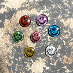 【7色14個】カラフルラメ   スマイリーのアクリルカボション