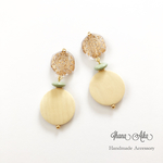 《再販》【green】アンティーク × ウッド 大ぶり ピアス／イヤリング