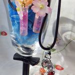 桜可愛いイヤリング＆天然石入りペンダント(金具変更可)