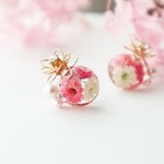 桜色♡かすみ草のビジューピアス/イヤリング♡ピンク