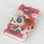 iPhone13シリーズSE3対応レトロパンダ ピンク 手帳型スマホカバーiPhone12シリーズ/SE2/11シリーズ /iPhone8 Android対応