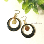 300円☆リングメタルチャーム(ブラック)のピアス/イヤリング