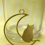 5個　ガーリーなゴールドの猫と月のレジン枠　4