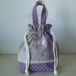 お弁当袋(持ち手付き)パープル水玉①