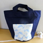 【送料無料】バケツ型のビッグトート☆紺色
