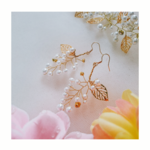 ～繊細で華奢な透かしリーフピアス イヤリングー 小枝アクセサリー イヤリング リーフイヤリング ウェディング 結婚式  パール