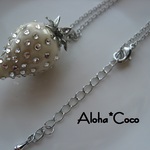 キングストロベリー*ネックレス*ホワイト(スワロフスキー付・シルバー)