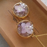 キラキラ 天然石のさざれ 紫陽花(あじさい)のネックレス