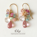 【再販】14kgf*ピンクトパーズ・ローズクォーツ*フックピアス
