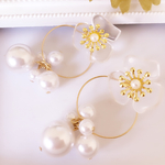 春ピアス！クリアフラワーのパールサークルピアス