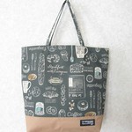 A4サイズが入るトートバッグ・カフェ柄