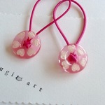 再販【送料無料】ハートヘアゴム  ピンク  2個セット 