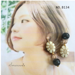  No.B134 ❁⃘ビリジアン×フラワーの上品ピアス / イヤリング