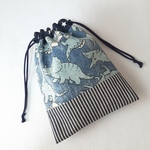☆ヒッコリーと恐竜柄の巾着紺☆