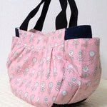 【春物新作♪】お花柄　ピンク ギャザーバッグ　