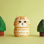木彫り人形ねこ　茶トラ　 [MWF-092]