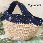 ☆マルシェバックM☆ 麻 × スターネイビー◇コンチョ付